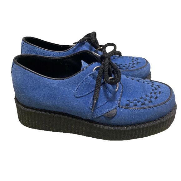 Blue Suede Underground Lace Up Wulfrun Creepers Shoes UK 4 US 6 - Picture 1 of 14